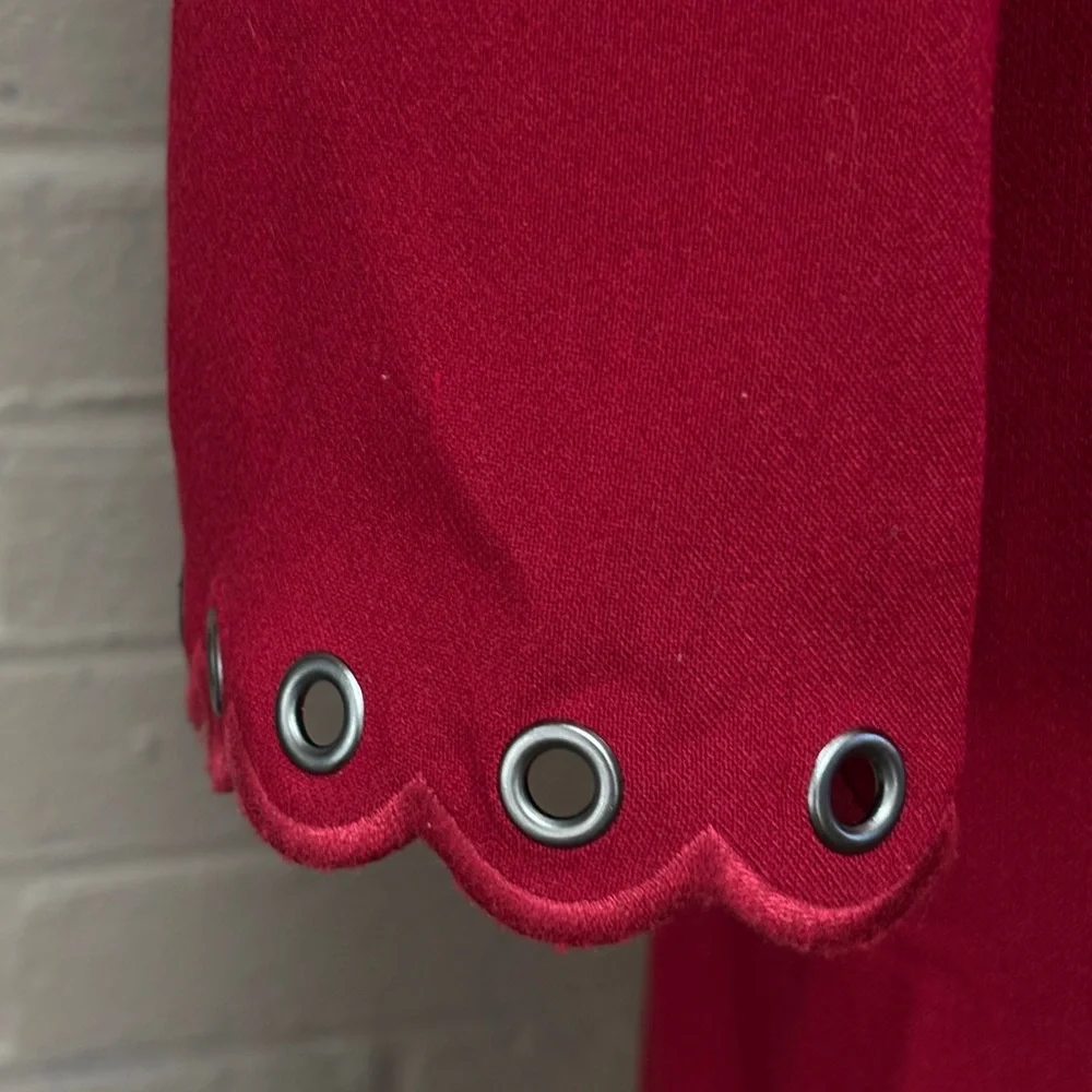 Kate Spade burgundy scalloped grommet dress 8